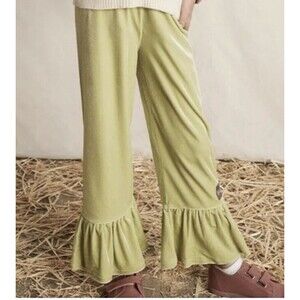 Matilda Jane Girls Size 10 Big Ruffle Velour Pants Green